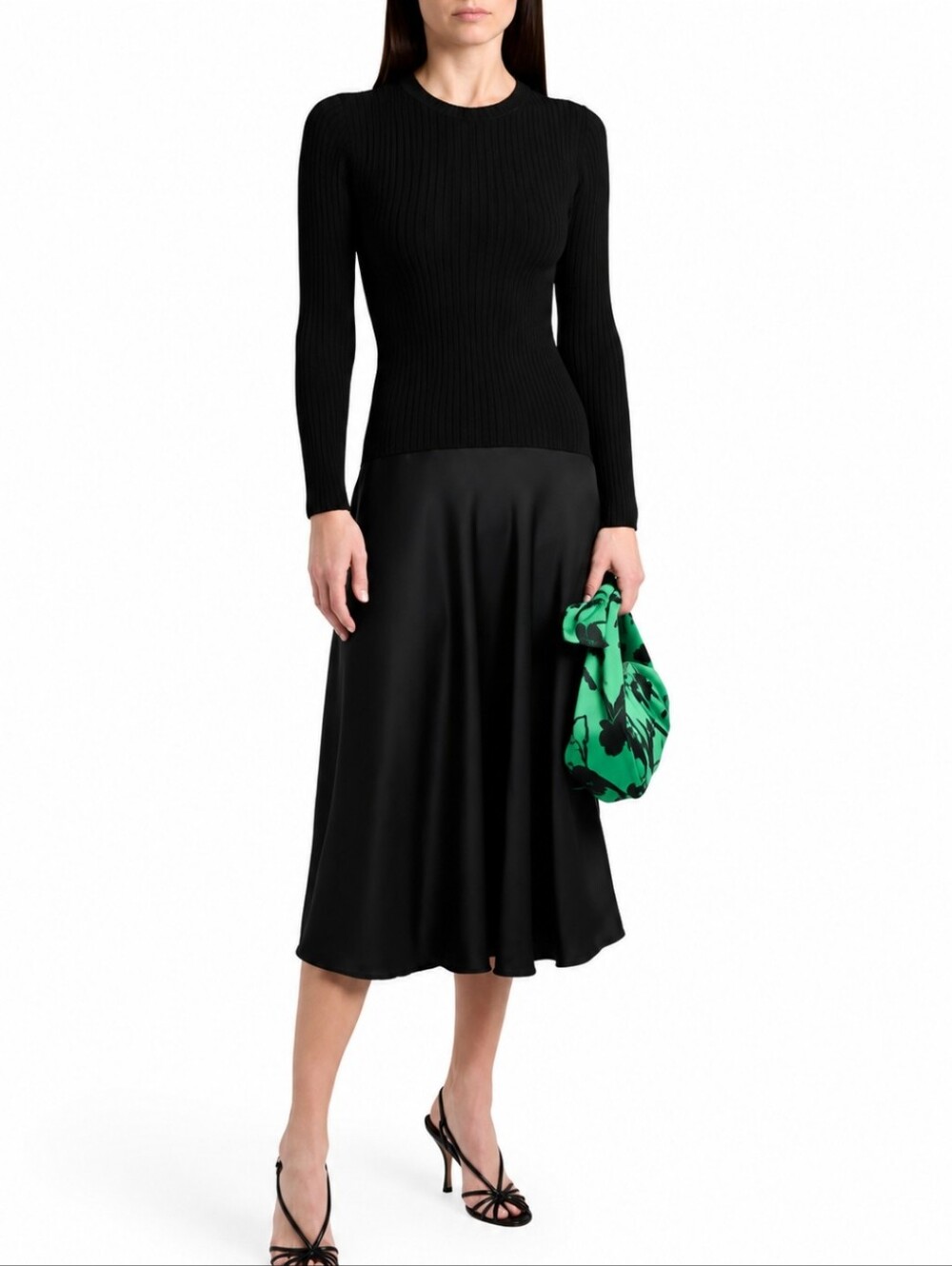 VERONICA BEARD VAUGHN SATIN TRIMMED MIDI DRESS